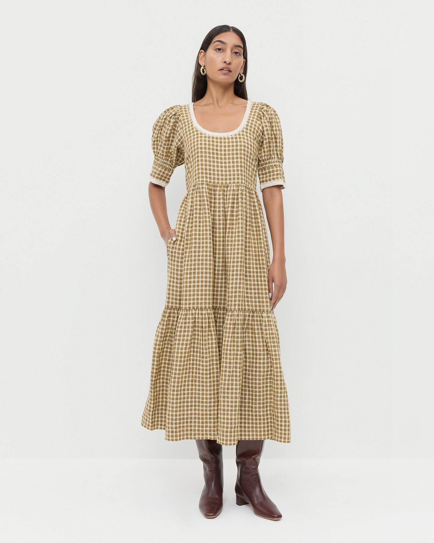 blue dress for baby girl Gillian Brown/Butter Puff-Sleeve Dress | Dresses