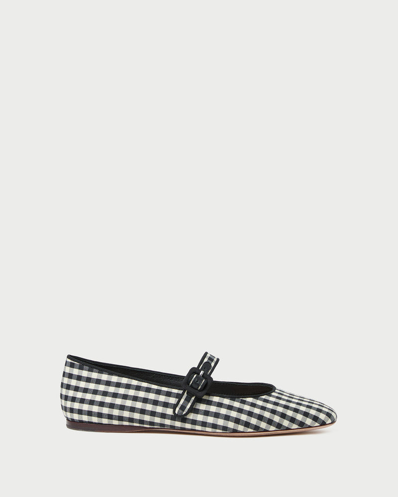 Ginger Black/White Gingham Mary Jane in black and white gingham cotton.