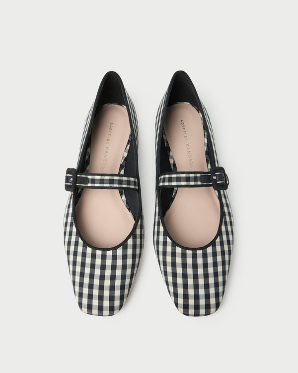 Ginger Black/White Gingham Mary Jane in black and white gingham cotton.