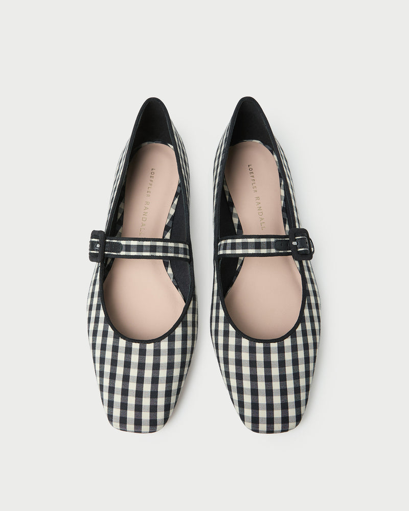 Ginger Black/White Gingham Mary Jane in black and white gingham cotton.