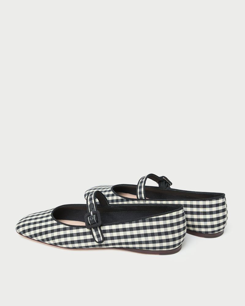 Ginger Black/White Gingham Mary Jane in black and white gingham cotton.