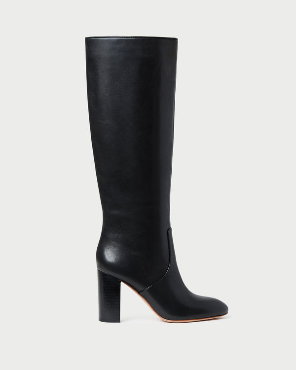 Goldy Black Leather Tall Boot in black leather.