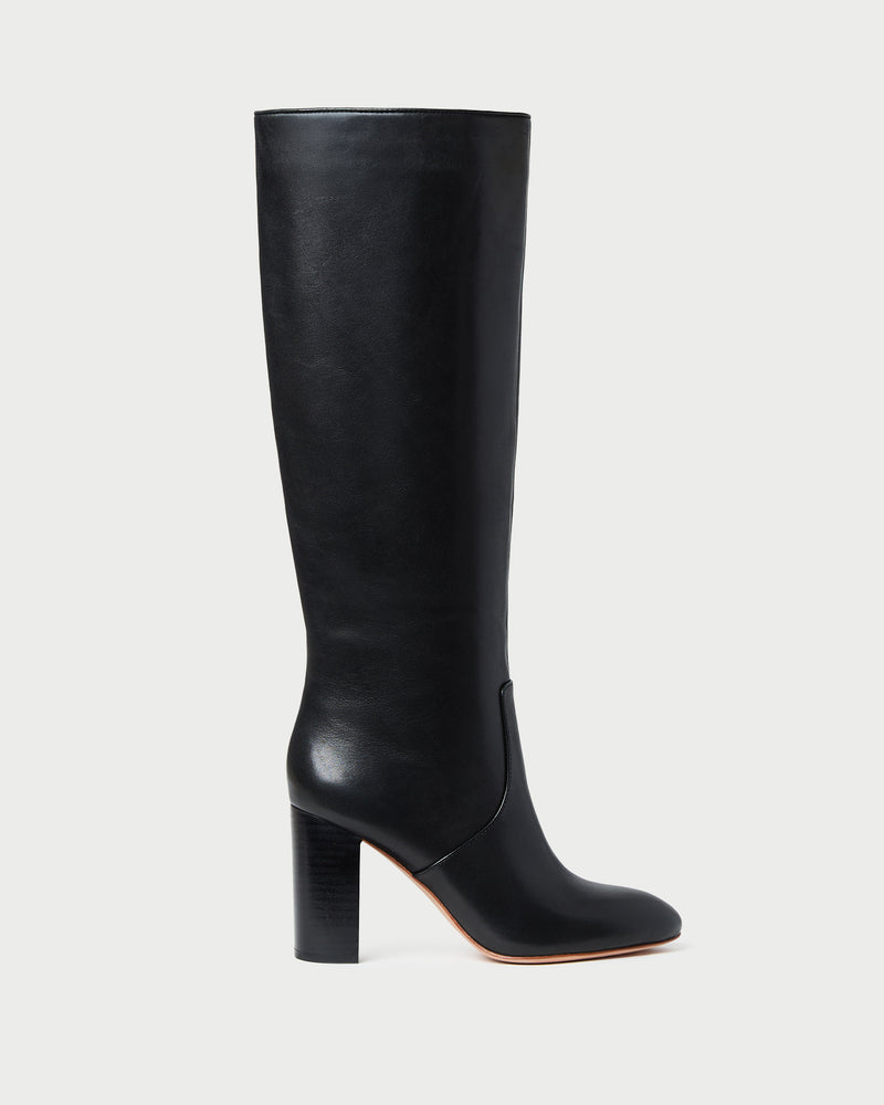 Goldy Black Leather Tall Boot in black leather.