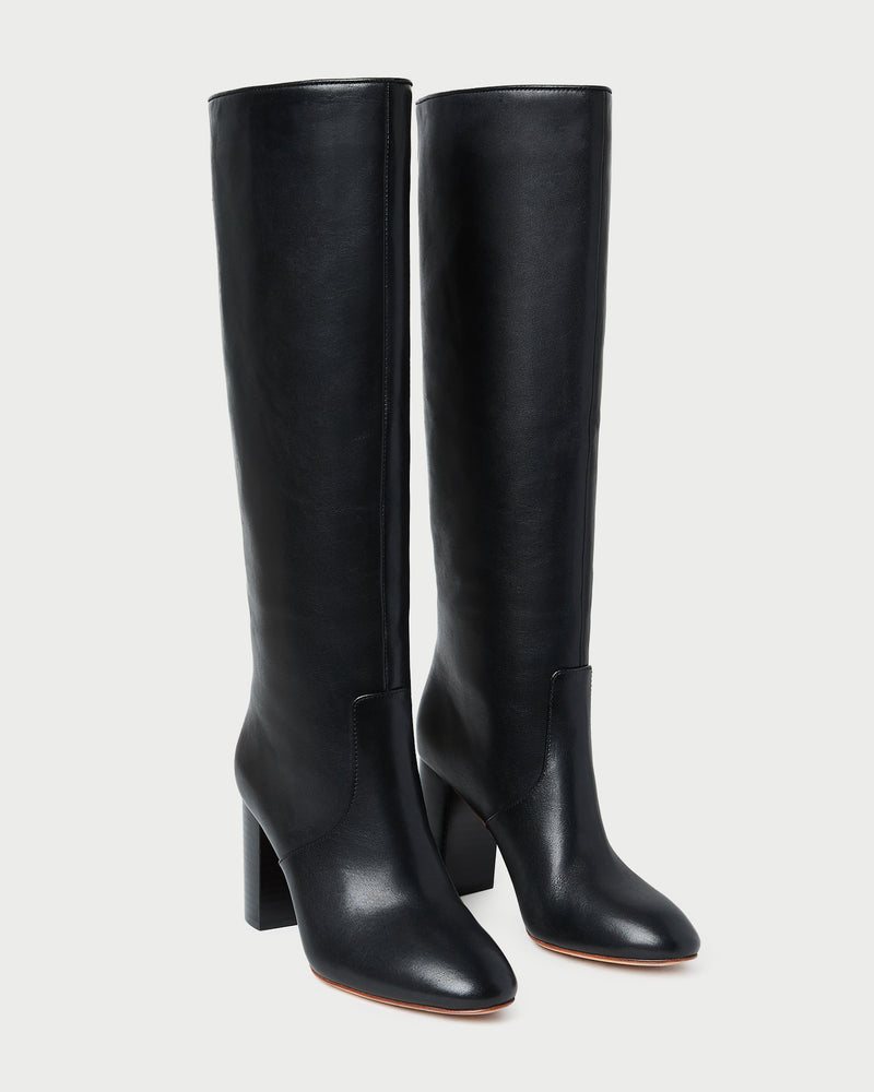Goldy Black Leather Tall Boot in black leather.