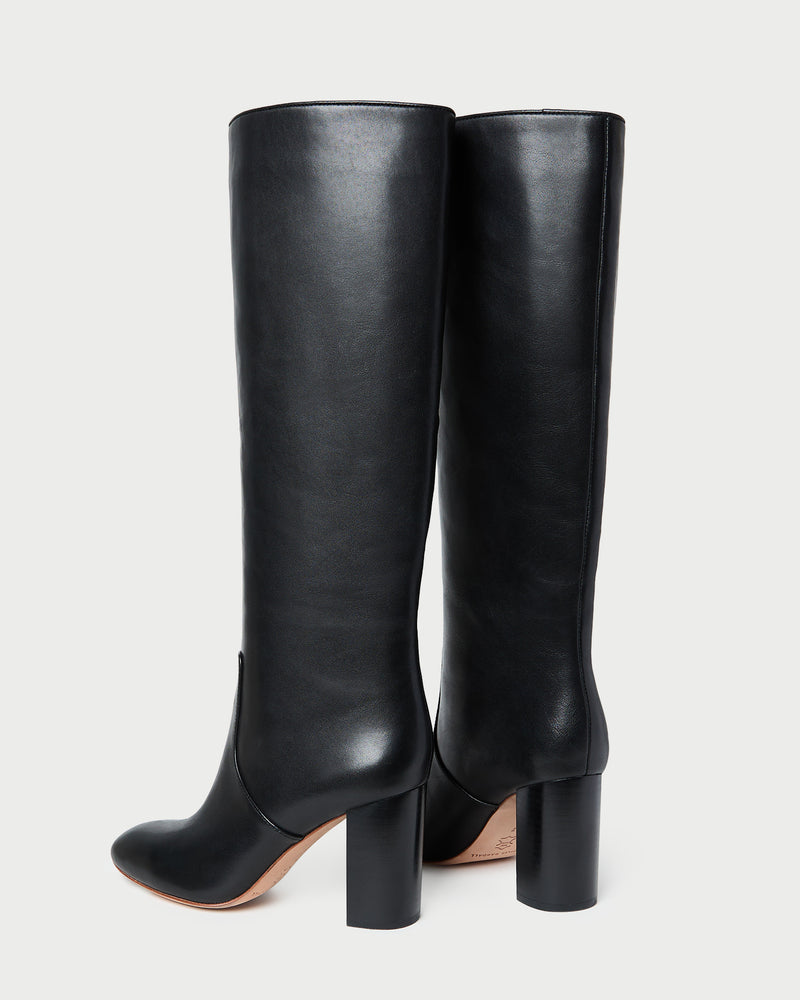 Goldy Black Leather Tall Boot in black leather.