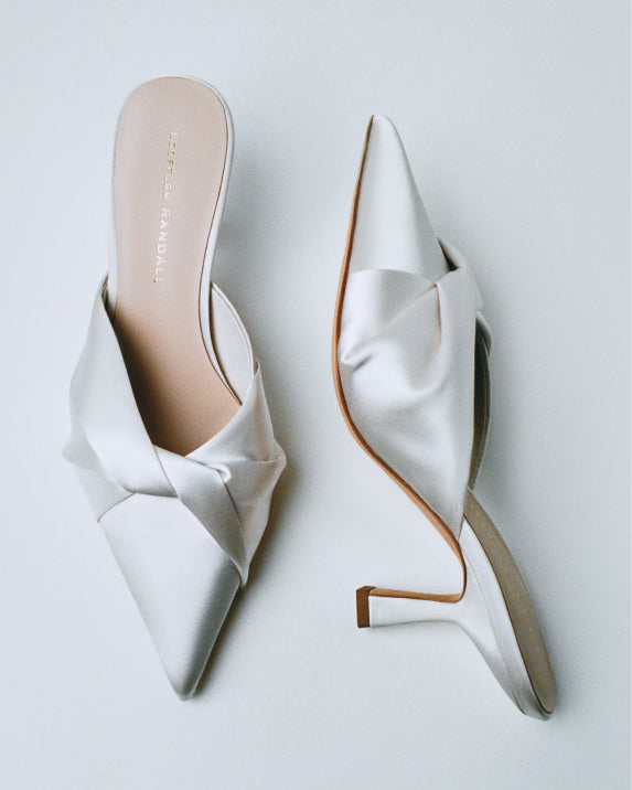 Tyla Cream Satin Twisted Mule - Loeffler Randall