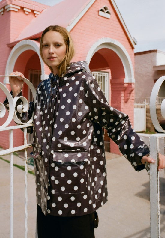 Misty Rain Coat in brown and cream polka dot cotton - Loeffler Randall