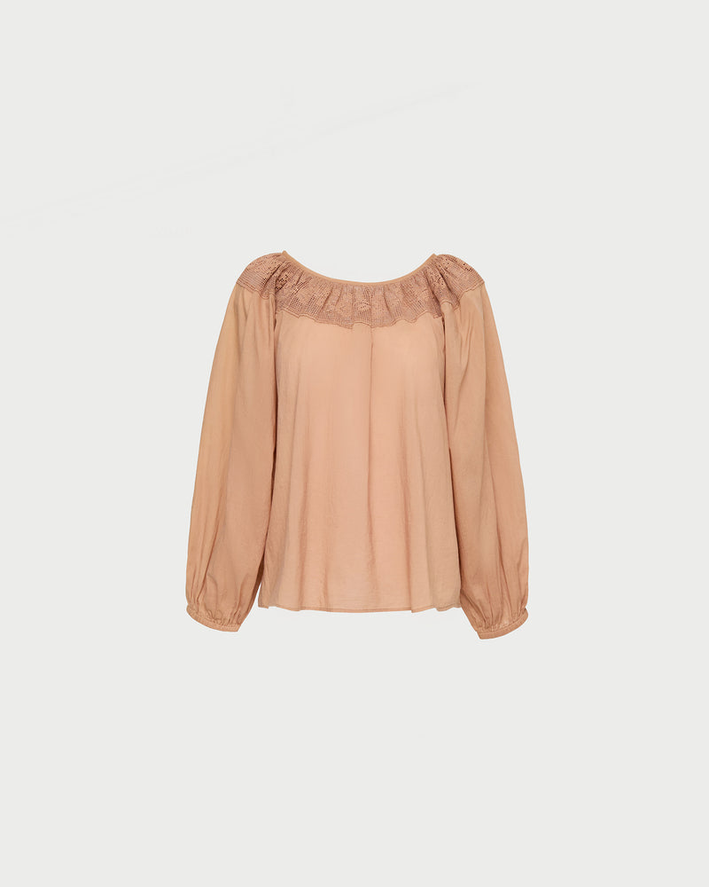 Hattie Top in light brown cotton.