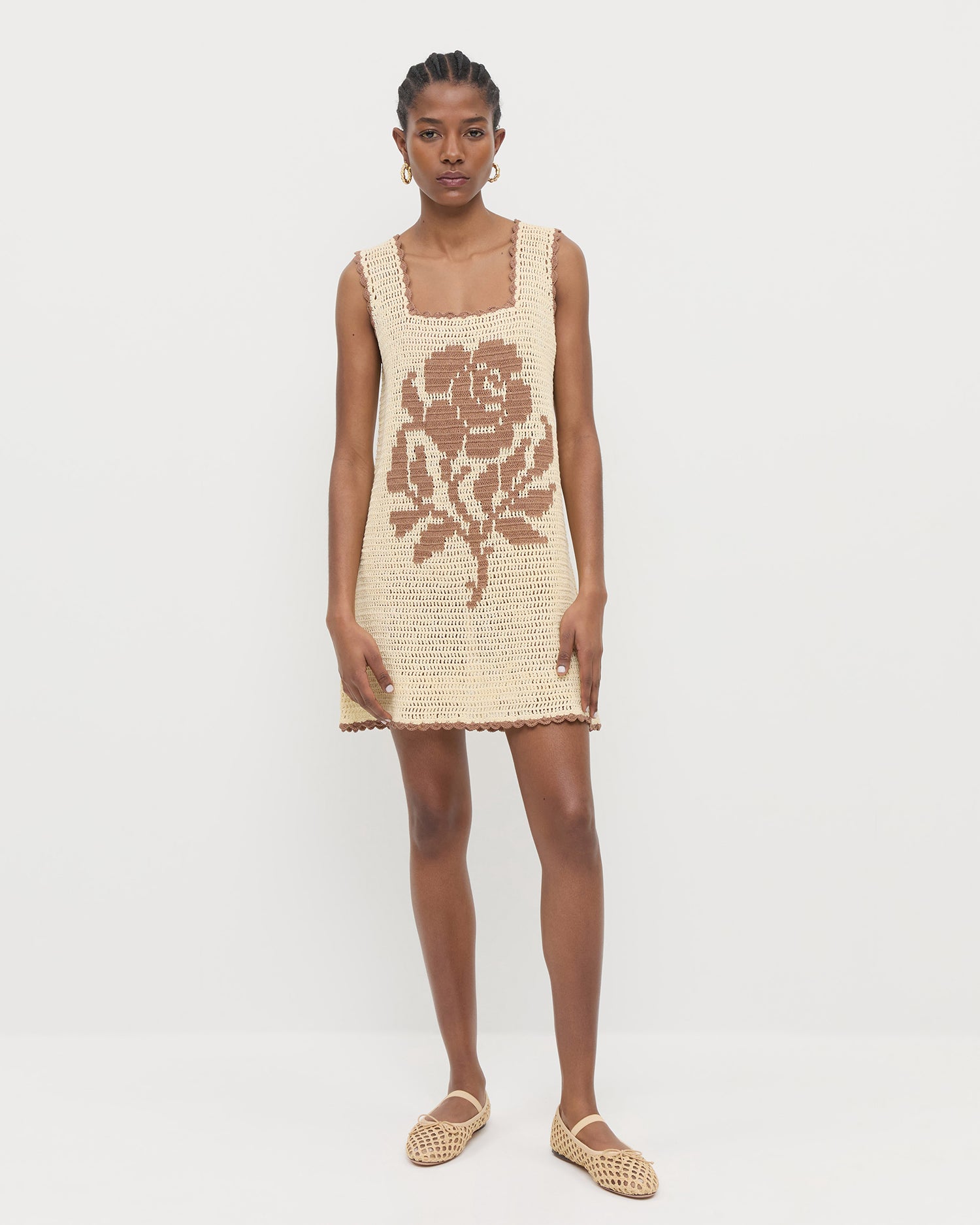 Helena Brown/Butter Crochet Dress | Dresses
