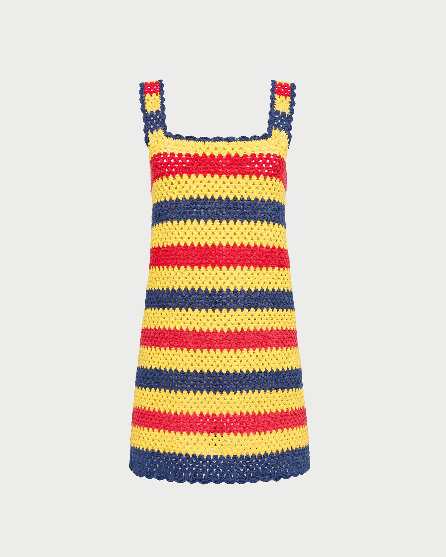 Helena Yellow/Navy/Red Crochet Dress | Dresses