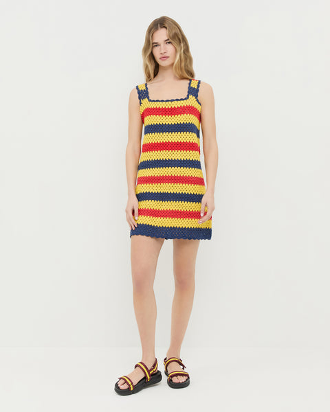Helena Cream/Red Crochet Dress | Dresses