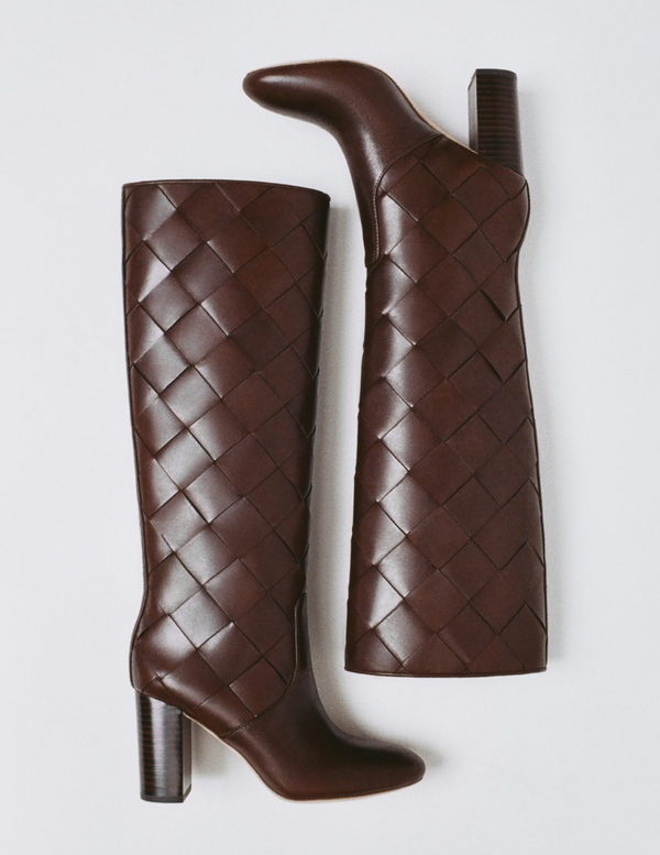Goldy Espresso Woven Leather Tall Boot - Loeffler Randall