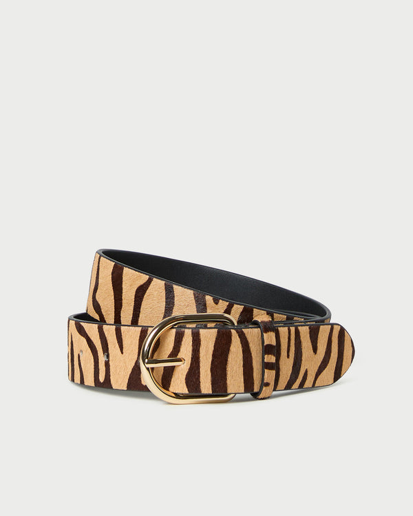 Isaac Zebra Belt in zebra calf hair.