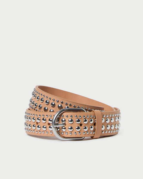 Isaac Honey/Silver Studded Belt | Belts | Accessories