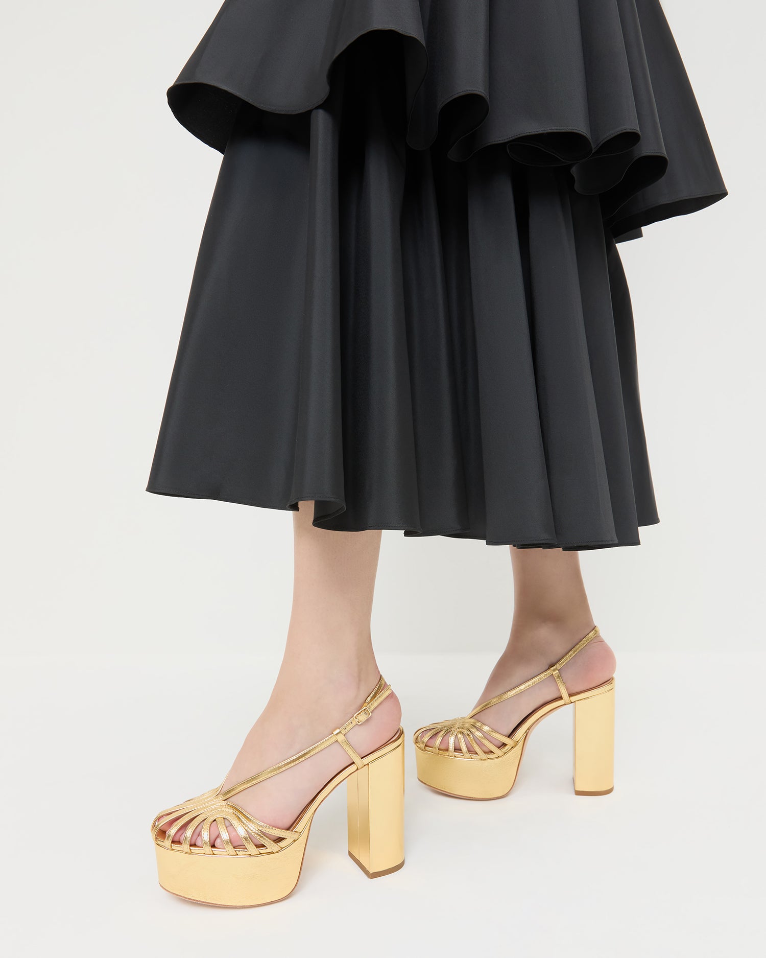 Isabella Gold Leather Platform Sandal | Heeled Sandals