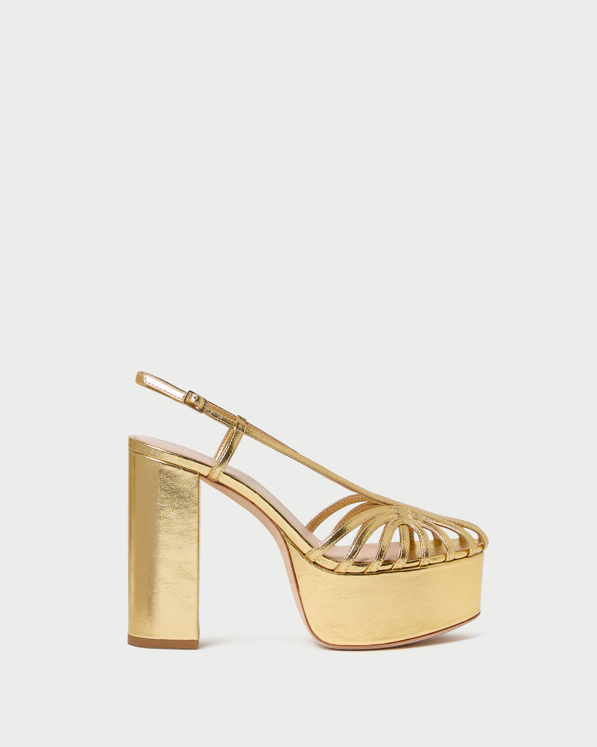 Isabella Gold Leather Platform Sandal in gold leather.