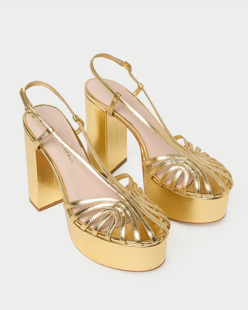 Isabella Gold Leather Platform Sandal in gold leather.