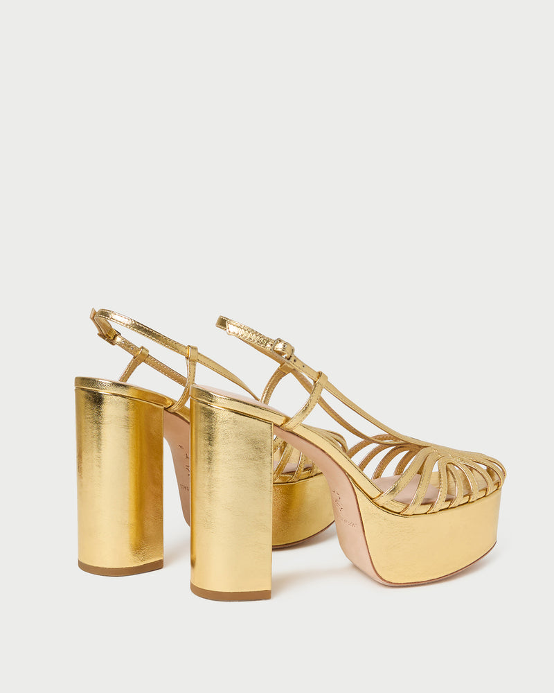 Isabella Gold Leather Platform Sandal in gold leather.
