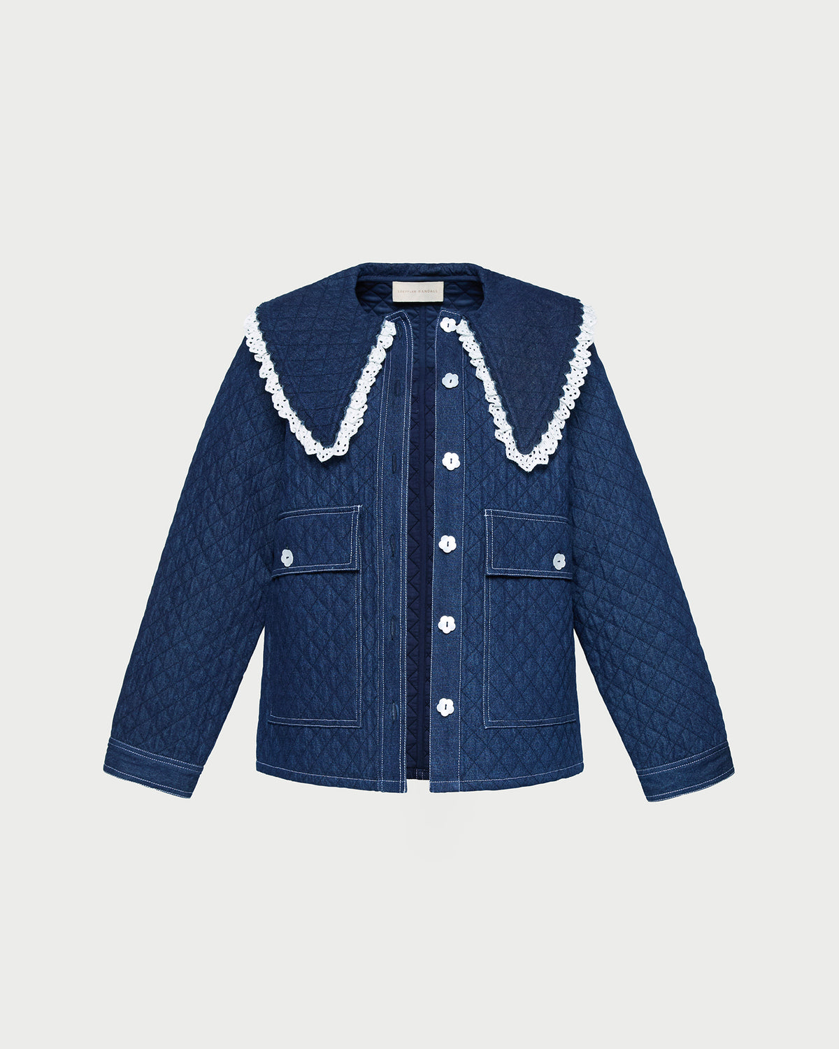 James Quilted Jacket in blue denim.
