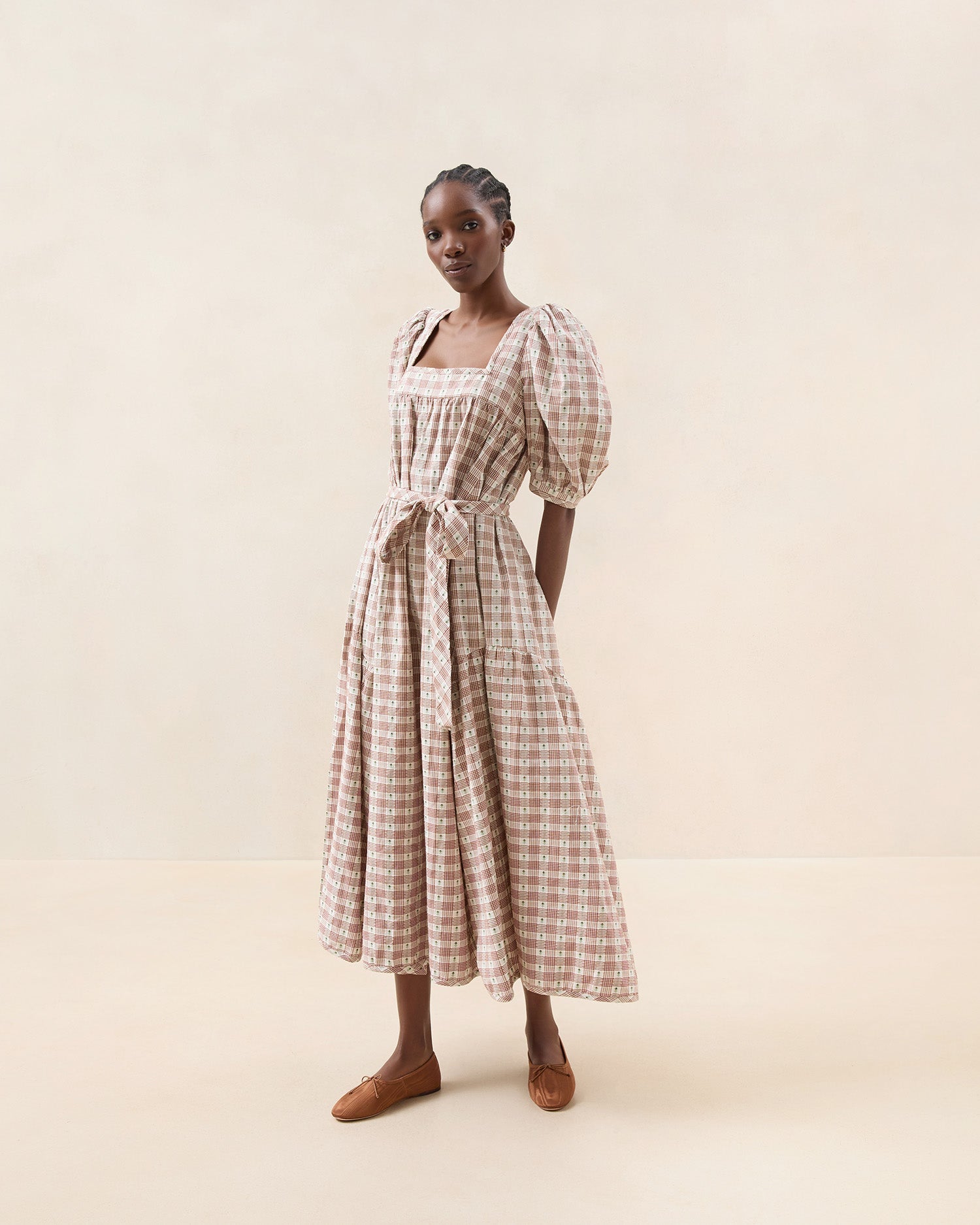 Jessa Brown Tulip Gingham Dress I Dresses I Apparel