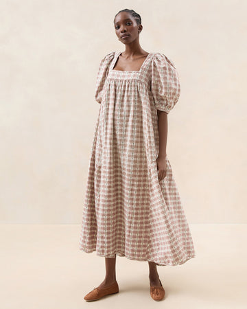 Jessa Brown Tulip Gingham Dress I Dresses I Apparel