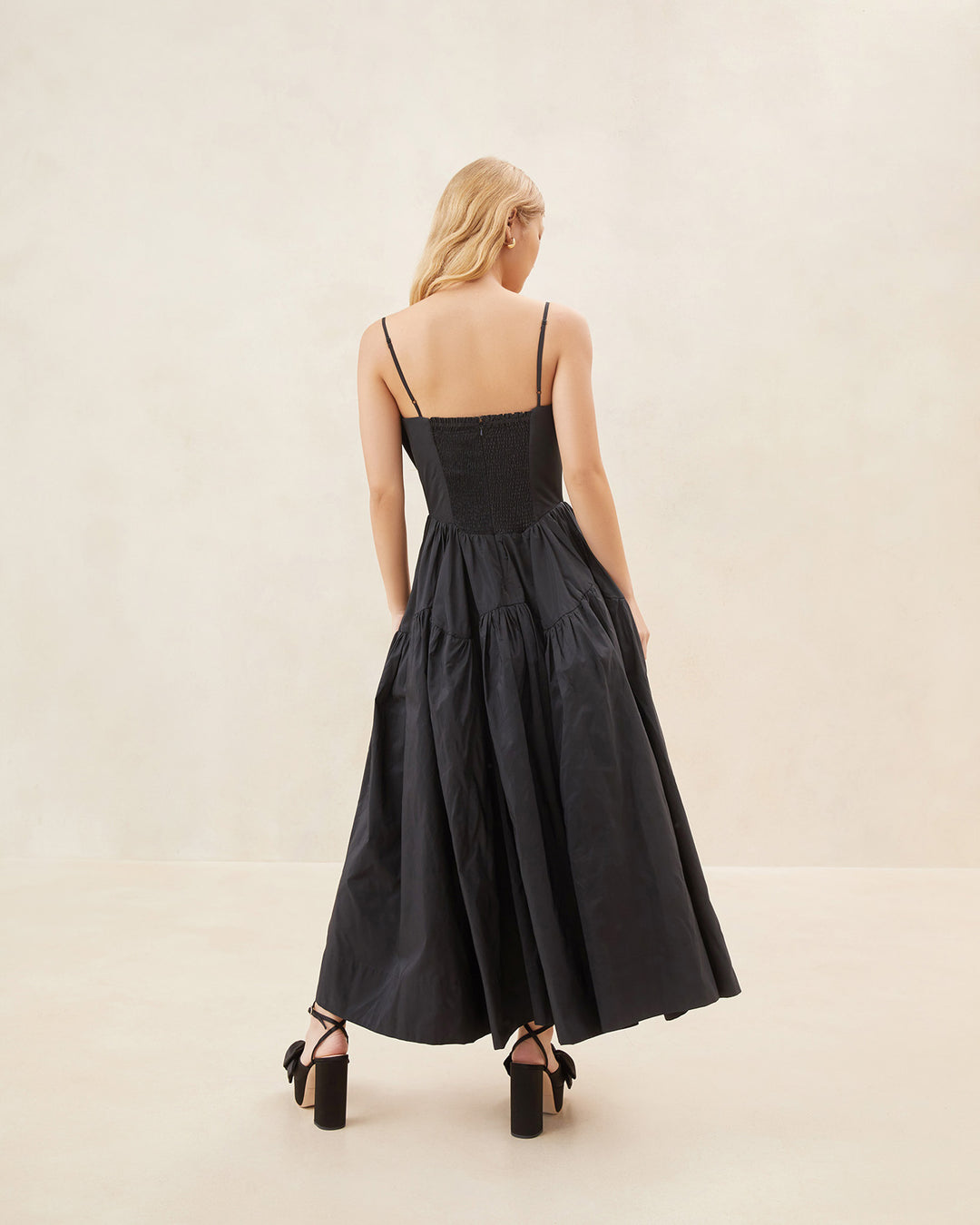 Josafina Black Bow Midi Dress