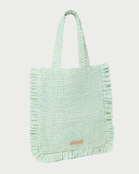 Justine Mint Crochet Ruffle Tote