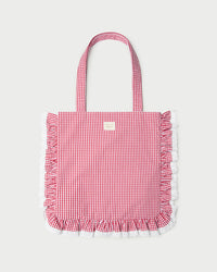 Justine Red Gingham Ruffle Tote