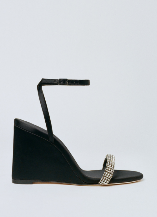 Gavi Black/Diamond Satin Wedge - Loeffler Randall