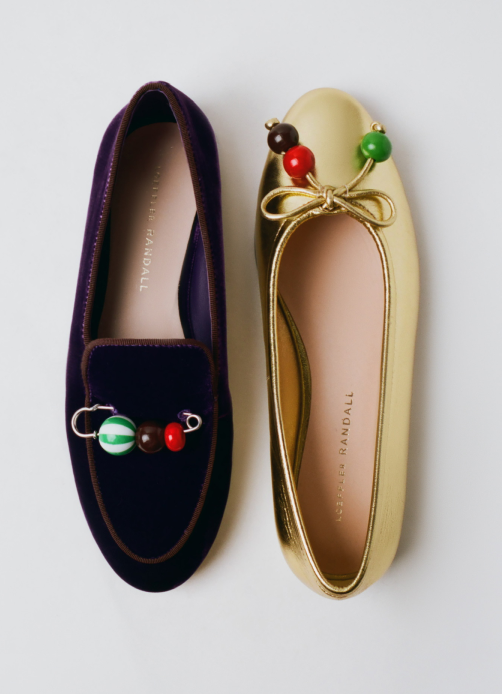 Vale Jewel Velvet Loafer and Noelle Champagne/Beads Ballet Flat - Loeffler Randall