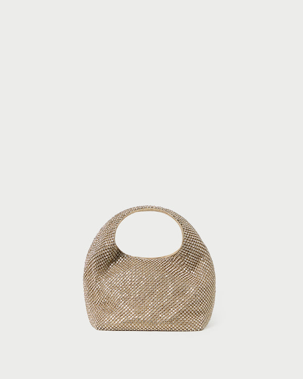 Kenzie Gold Diamanté Mini Bag in gold diamante mesh.