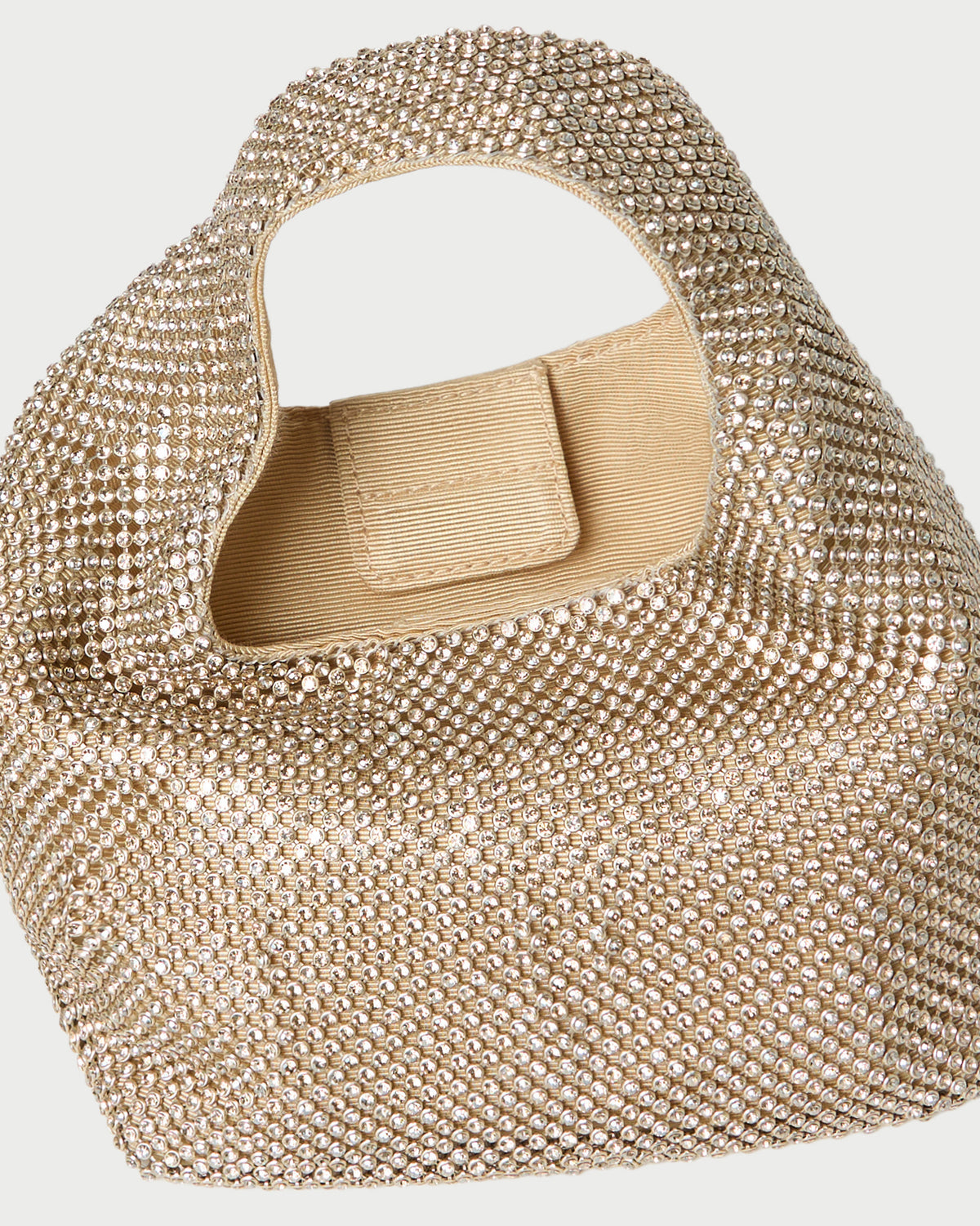 Kenzie Gold Diamanté Mini Bag in gold diamante mesh.