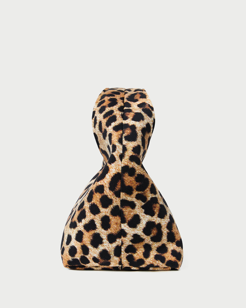 Kenzie Leopard Jersey Mini Bag in leopard print jersey fabric.