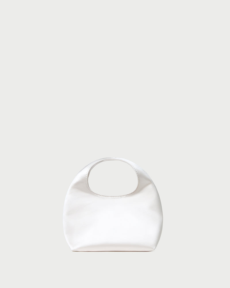 Kenzie Cream Satin Mini Bag in cream satin.