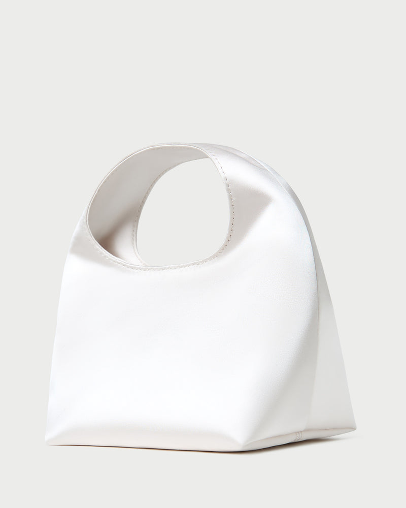 Kenzie Cream Satin Mini Bag in cream satin.