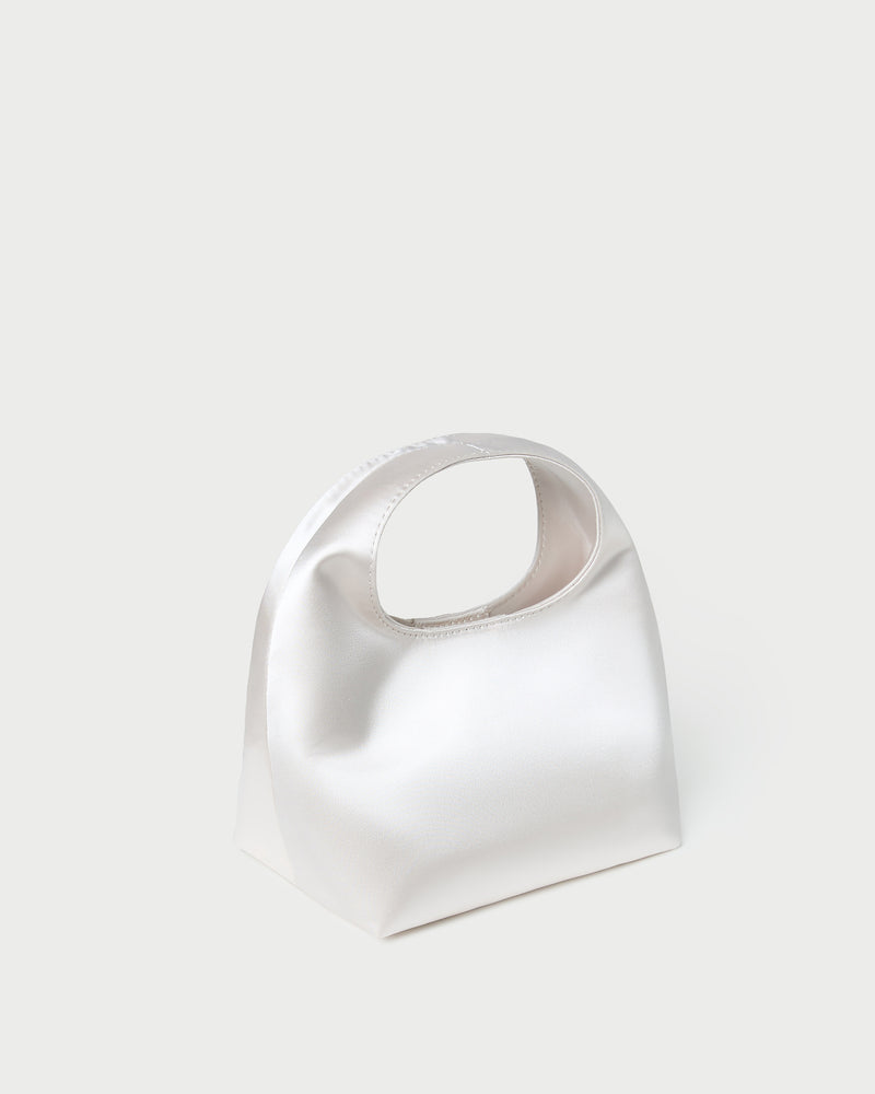 Kenzie Cream Satin Mini Bag in cream satin.