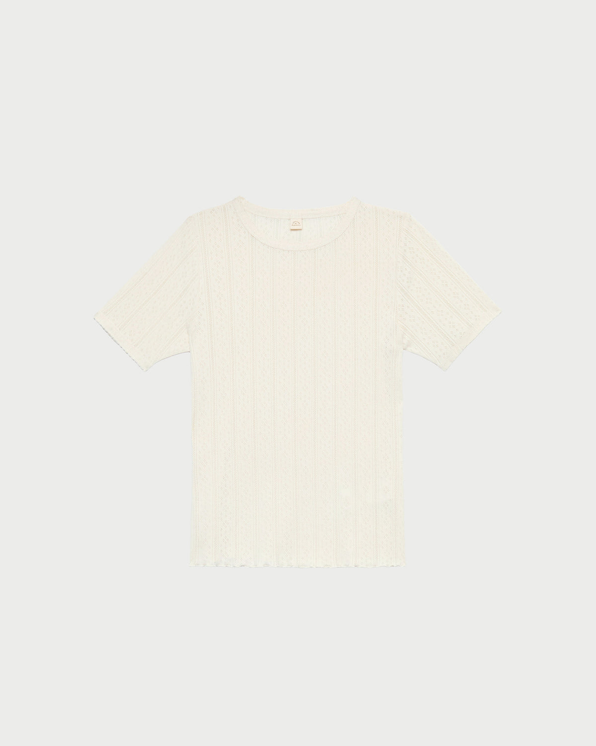 Kerri Pointelle Tee in cream pointelle cotton.