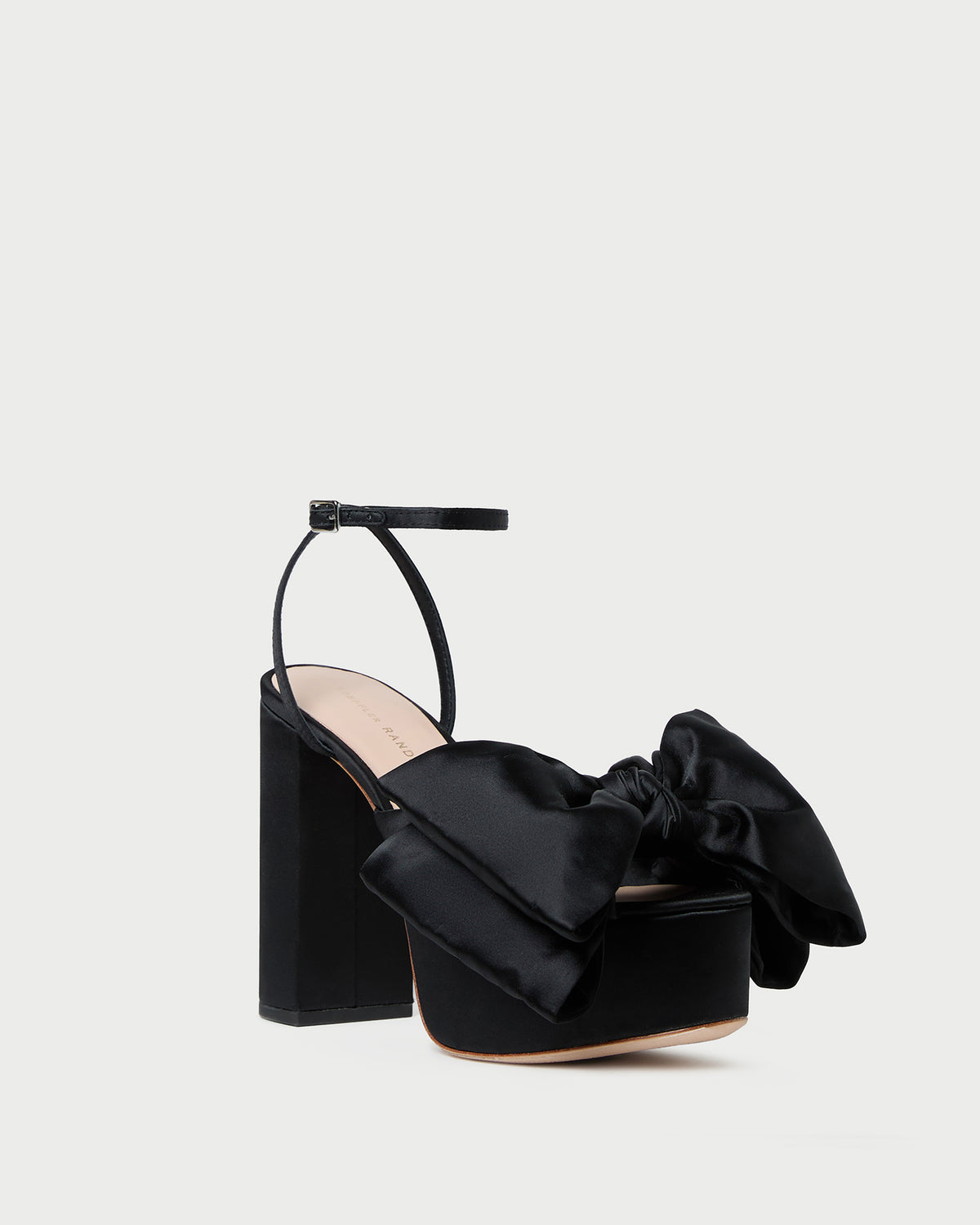 Kiki Black Satin Platform Sandal in black satin.