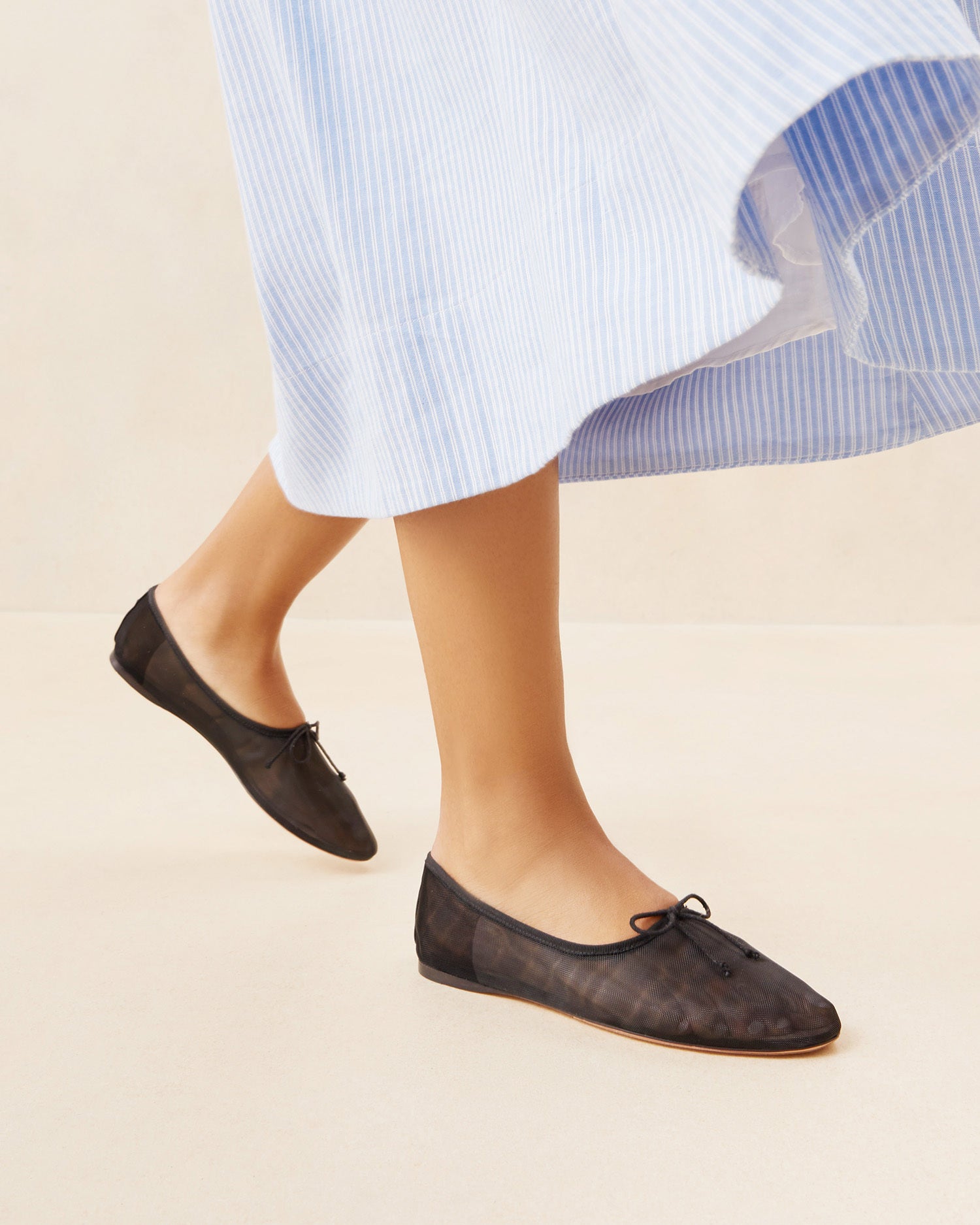 Landon Black Mesh Ballet Flat l Flats l Footwear