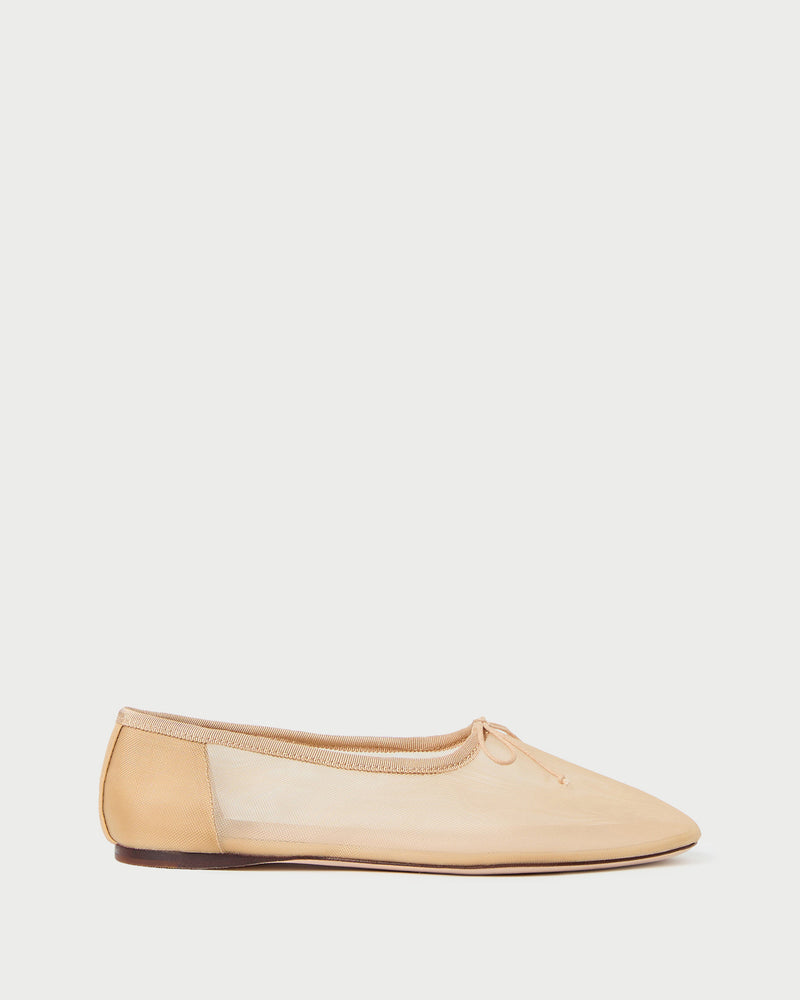Landon Caramel Mesh Ballet Flat in caramel mesh.