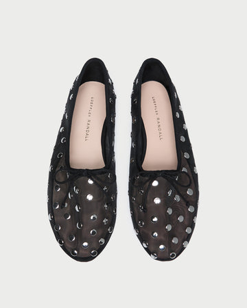 Landon Black Silver Mesh Ballet Flat