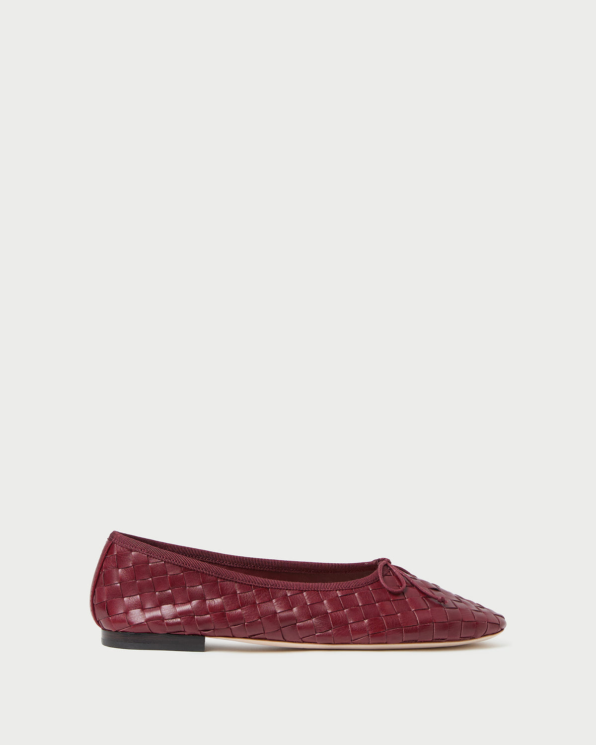 Landry Wine Woven Ballet Flat in red wine woven leather.