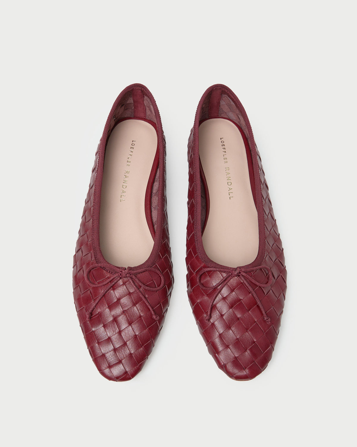 Landry Wine Woven Ballet Flat in red wine woven leather.