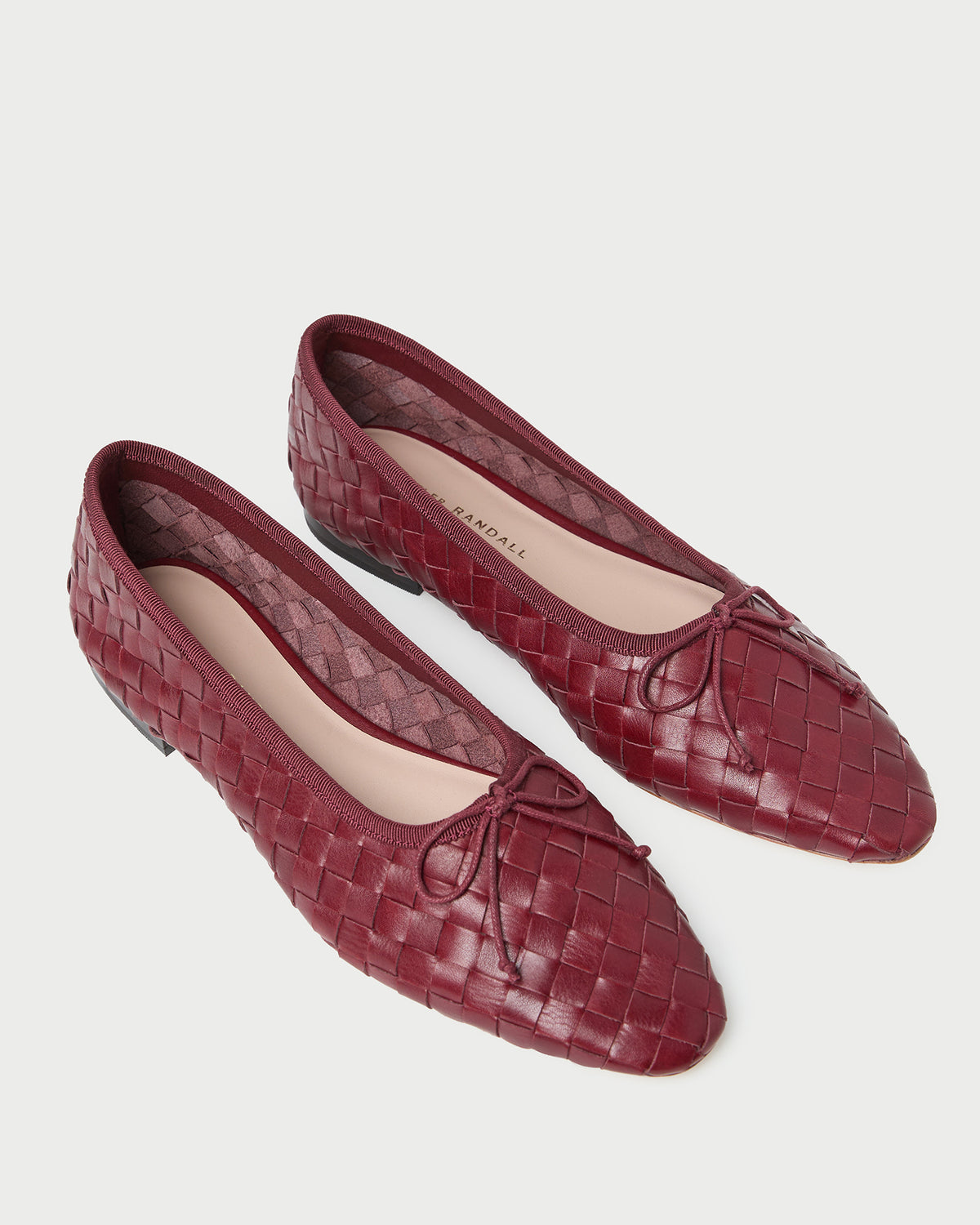 Landry Wine Woven Ballet Flat in red wine woven leather.