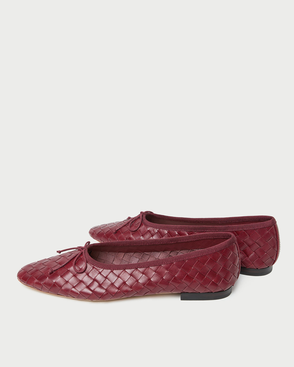 Landry Wine Woven Ballet Flat in red wine woven leather.