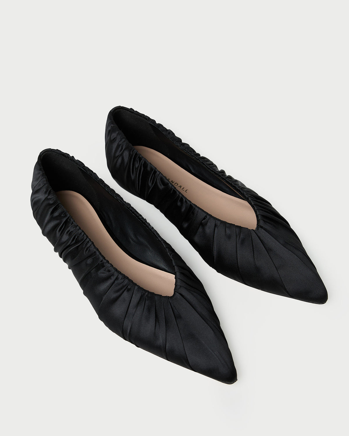 Lane Black Satin Ballet Flat in black satin.
