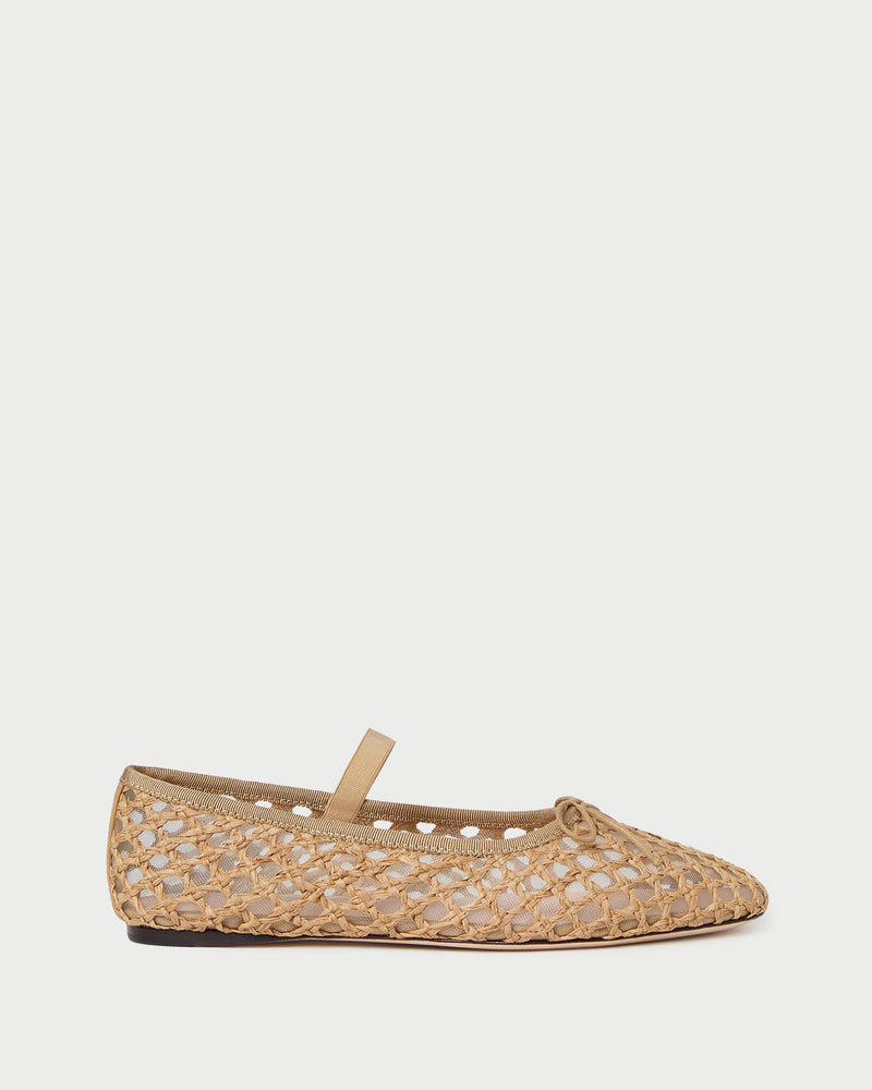 Leonie Brown Crochet Ballet Flat in brown crochet raffia.