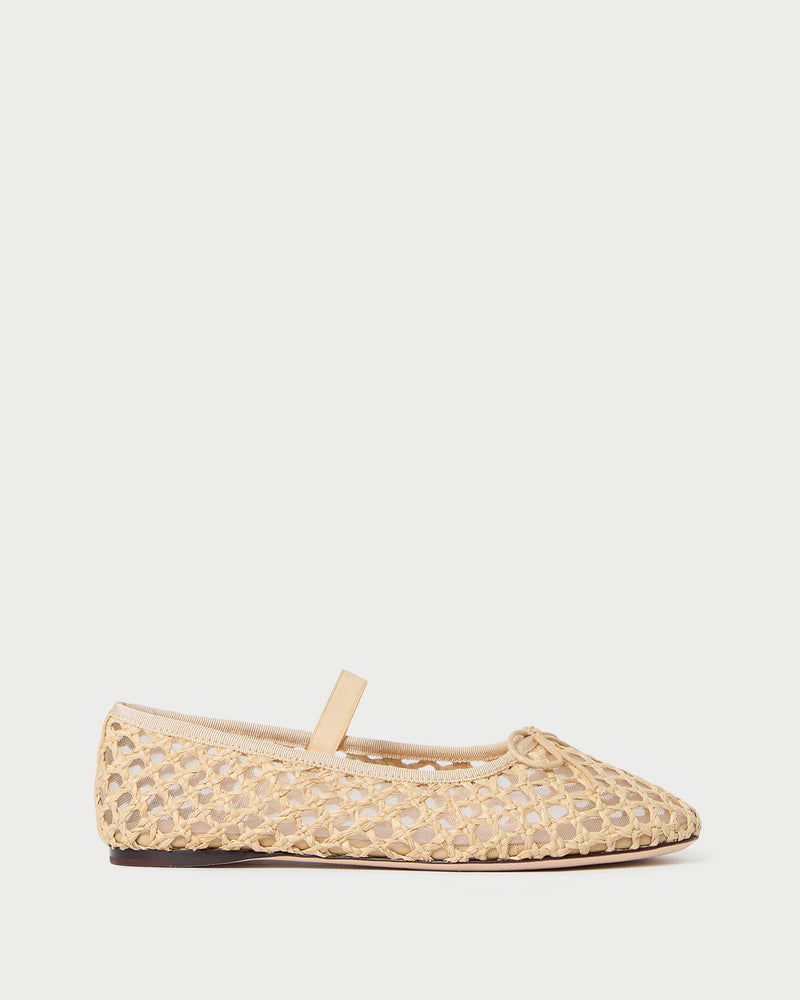 Leonie Natural Crochet Ballet Flat in natural crochet raffia.