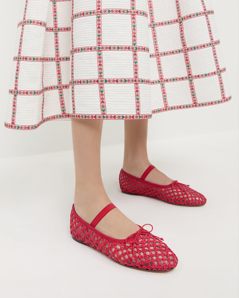 Leonie Red Crochet Ballet Flat