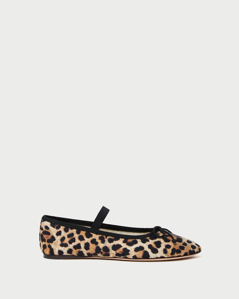 Leonie Leopard Jersey Ballet Flat in leopard print jersey fabric.